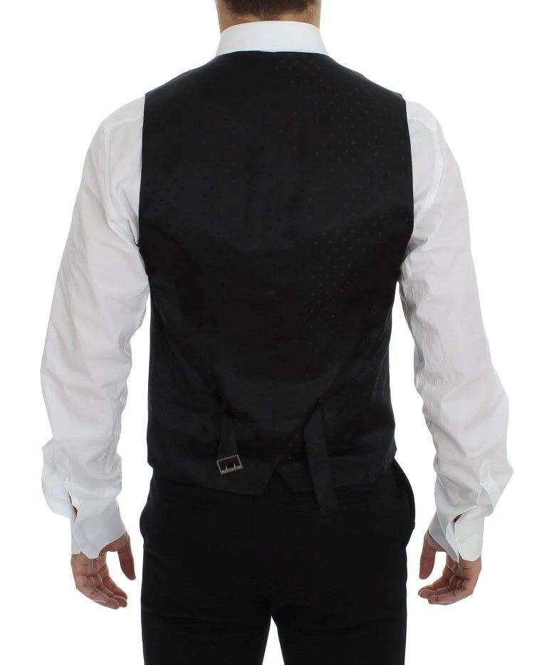 Dolce & Gabbana Black Wool Logo Dress Gilet Vest by Dolce & Gabbana