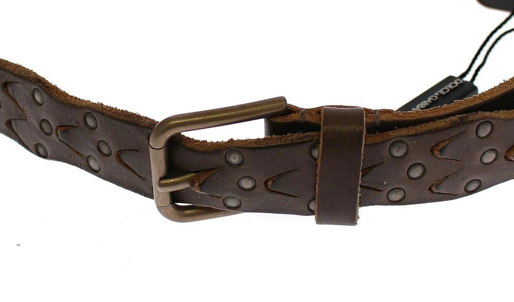 Dolce & Gabbana Brown Leather Logo Cintura Gürtel Belt by Dolce & Gabbana