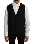 Dolce & Gabbana Black Solid Wool Silk Vest by Dolce & Gabbana