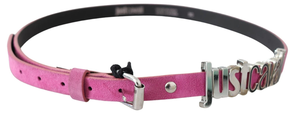 Just Cavalli Pink Silver Chrome Metal Buckle Waist Belt by Just Cavalli