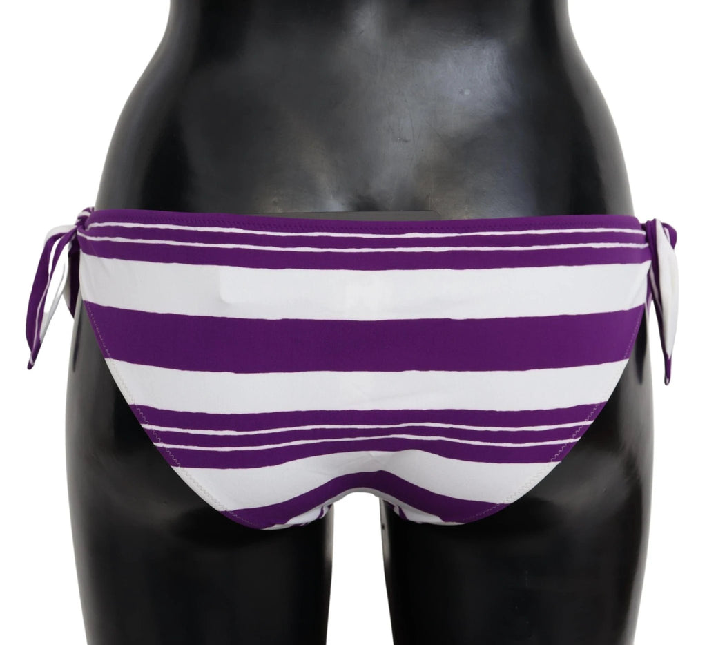 Dolce & Gabbana Purple White Stripes Beachwear Bikini Bottom by Dolce & Gabbana