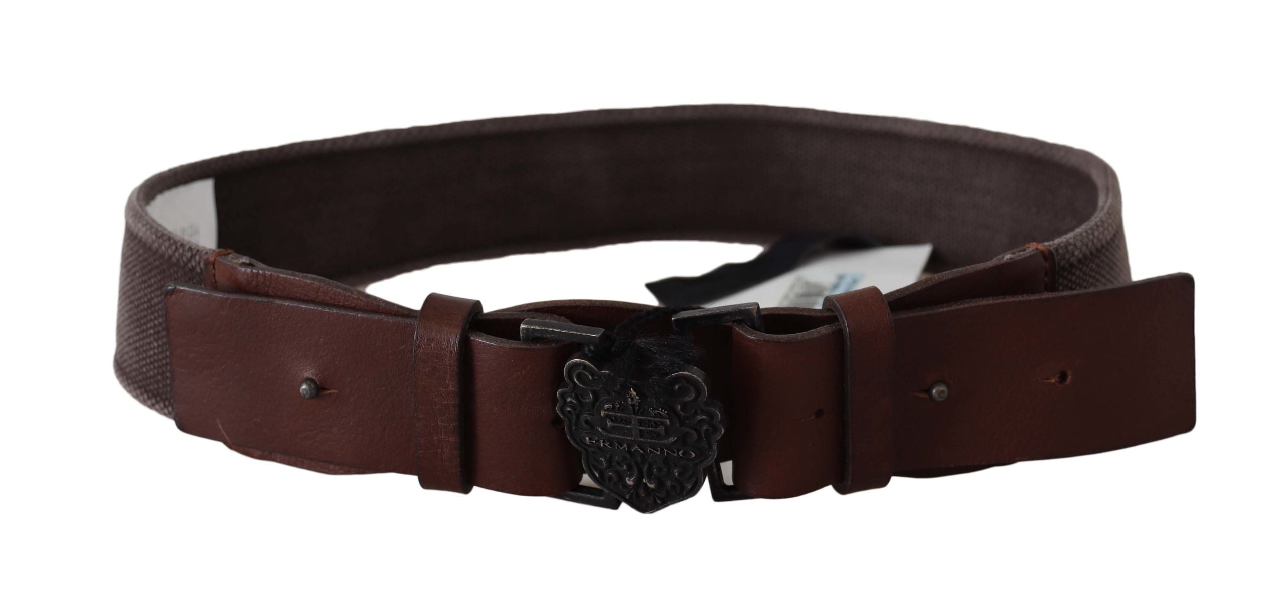 Ermanno Scervino Dark Brown Leather Wide Buckle Waist Belt by Ermanno Scervino
