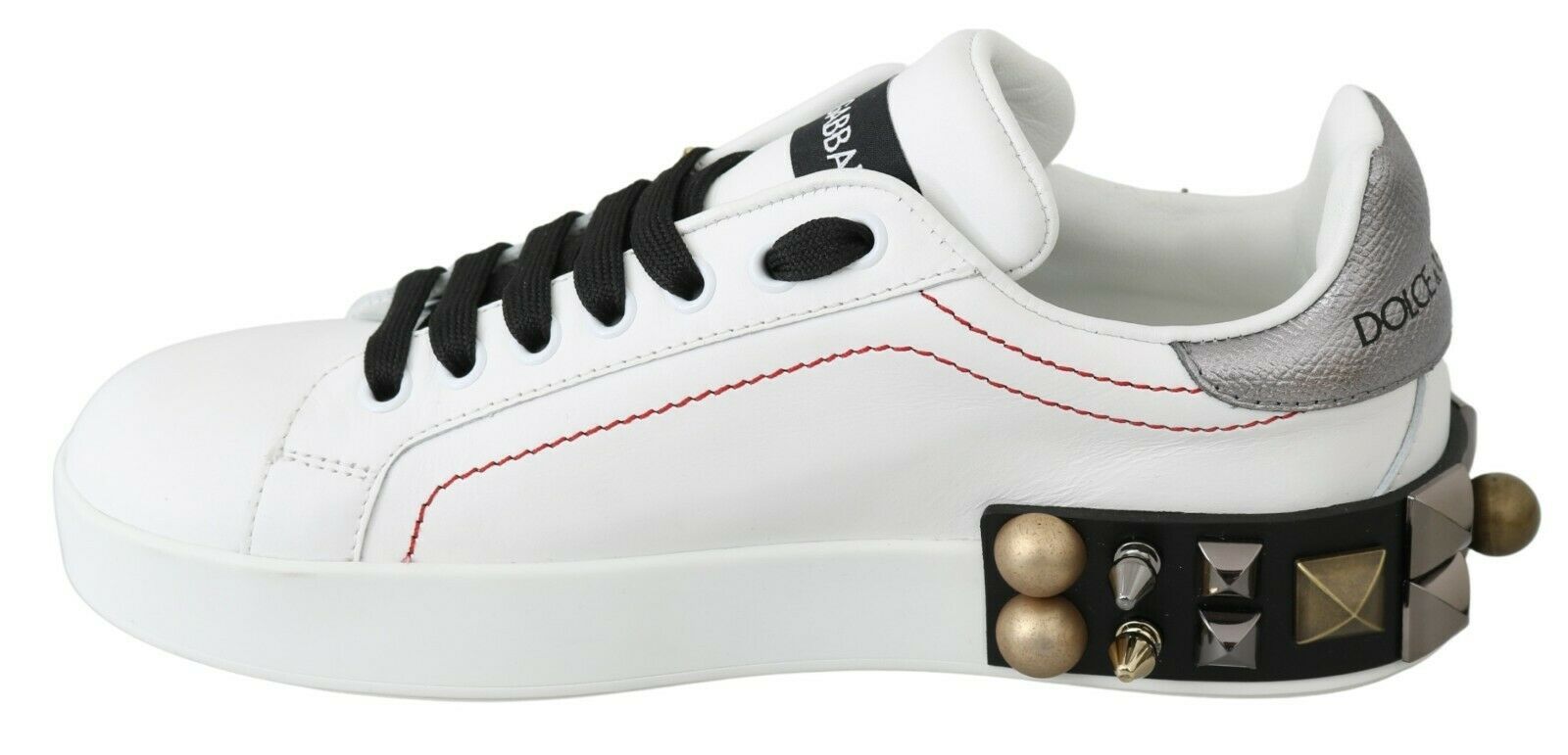 Dolce & Gabbana White Leather Crystal Roses Floral Sneakers Shoes by Dolce & Gabbana