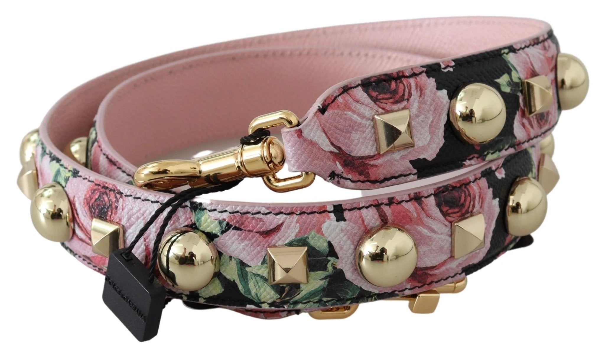 Dolce & Gabbana Pink Floral Gold Studs Bag Accessory Shoulder Strap by Dolce & Gabbana