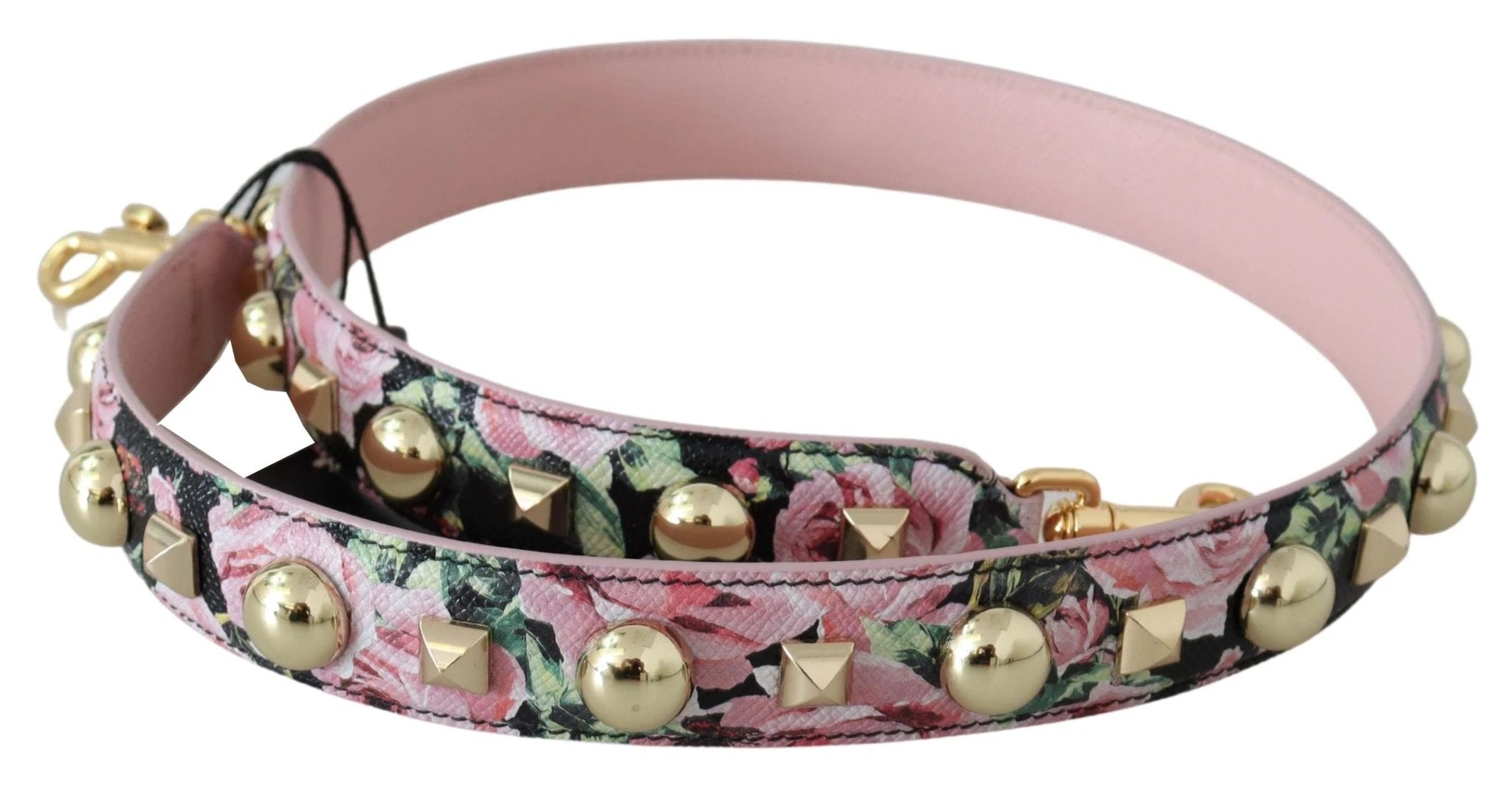 Dolce & Gabbana Pink Floral Gold Studs Bag Accessory Shoulder Strap by Dolce & Gabbana