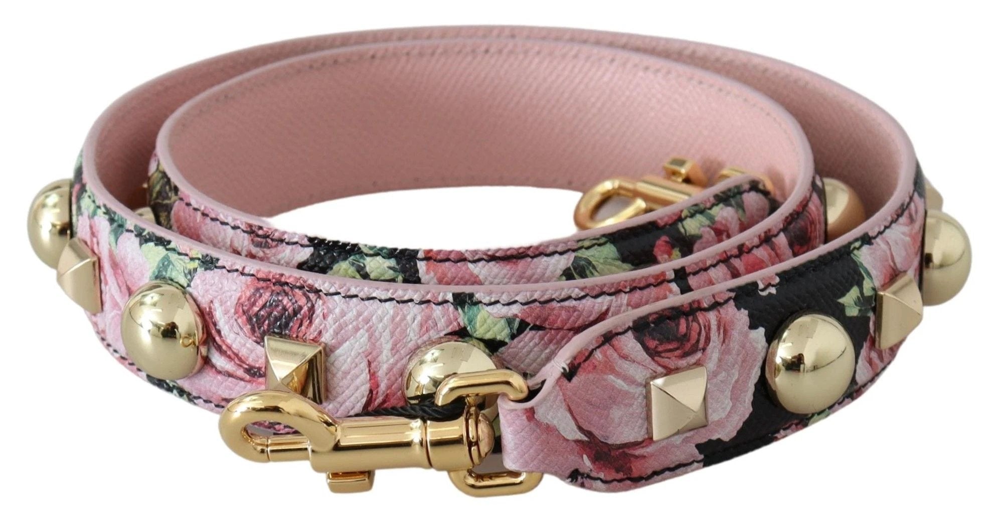 Dolce & Gabbana Pink Floral Gold Studs Bag Accessory Shoulder Strap by Dolce & Gabbana