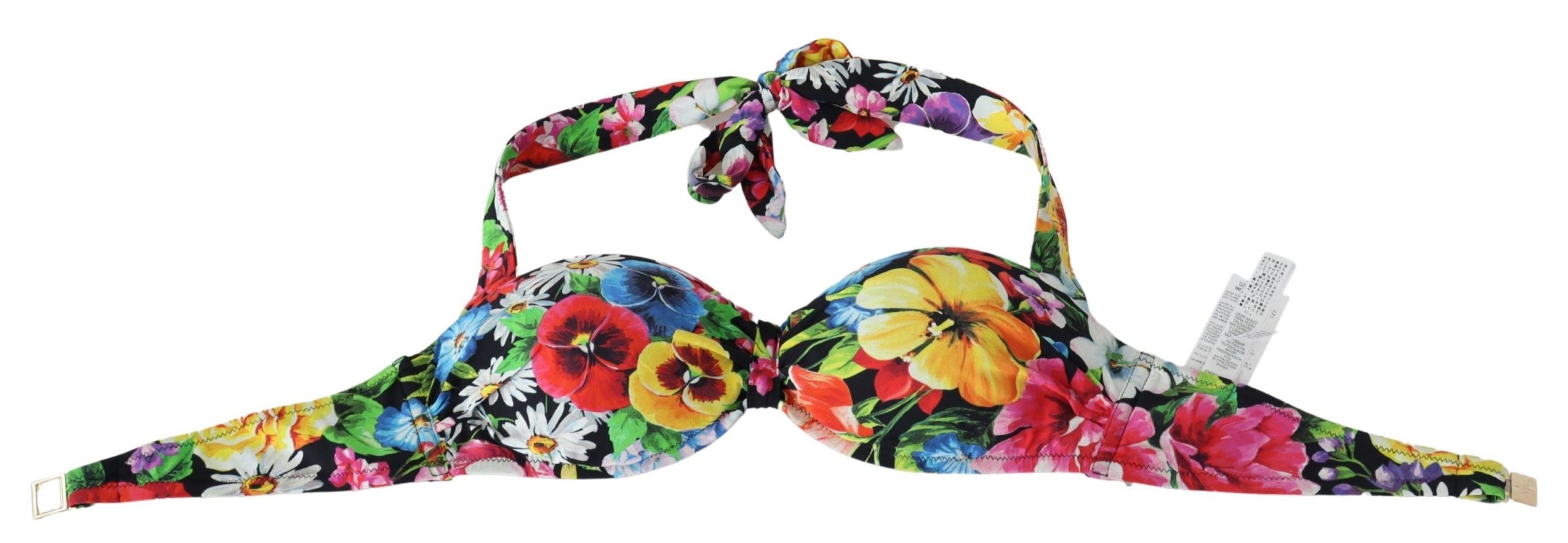 Dolce & Gabbana Multicolor Floral Print Swimwear Bikini Tops by Dolce & Gabbana