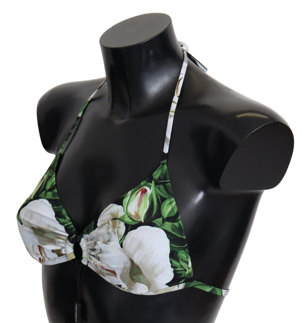 Dolce & Gabbana Multicolor Floral Print Halter Swimwear Bikini Top by Dolce & Gabbana
