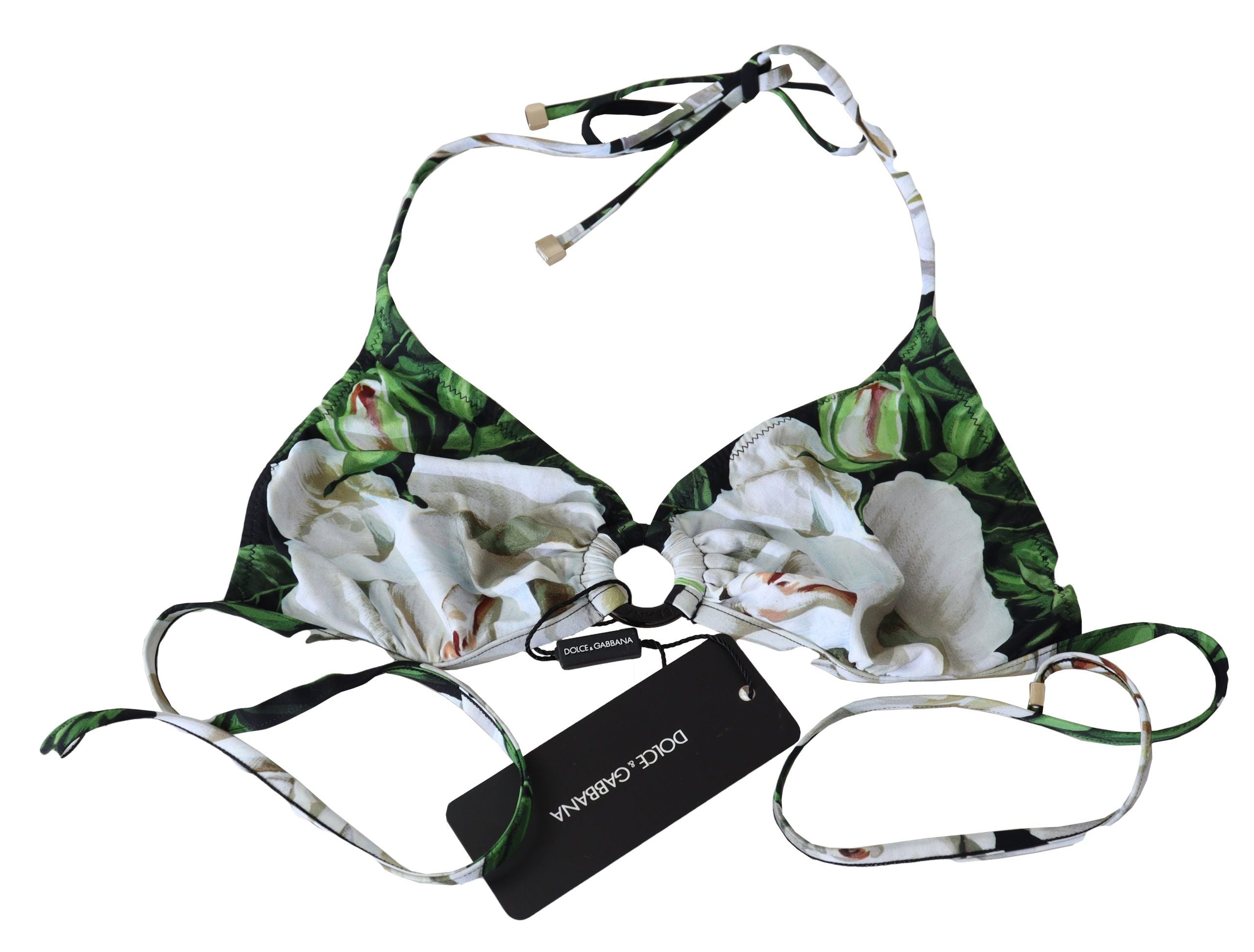 Dolce & Gabbana Multicolor Floral Print Halter Swimwear Bikini Top by Dolce & Gabbana