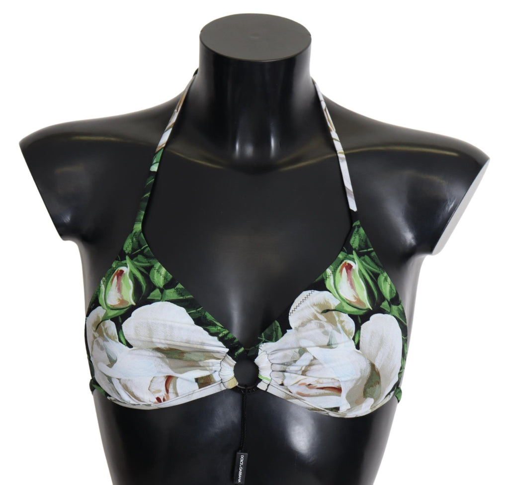 Dolce & Gabbana Multicolor Floral Print Halter Swimwear Bikini Top by Dolce & Gabbana