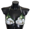 Dolce & Gabbana Multicolor Floral Print Halter Swimwear Bikini Top by Dolce & Gabbana