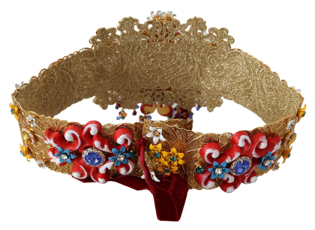 Dolce & Gabbana Embellished Floral Crystal Wide Waist Carretto Belt by Dolce & Gabbana