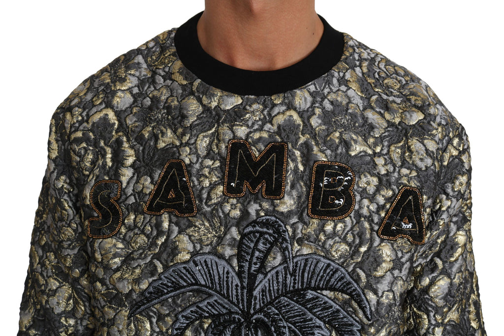 Dolce & Gabbana Multicolor SAMBA Jacquard Palmtree Pullover Sweater by Dolce & Gabbana
