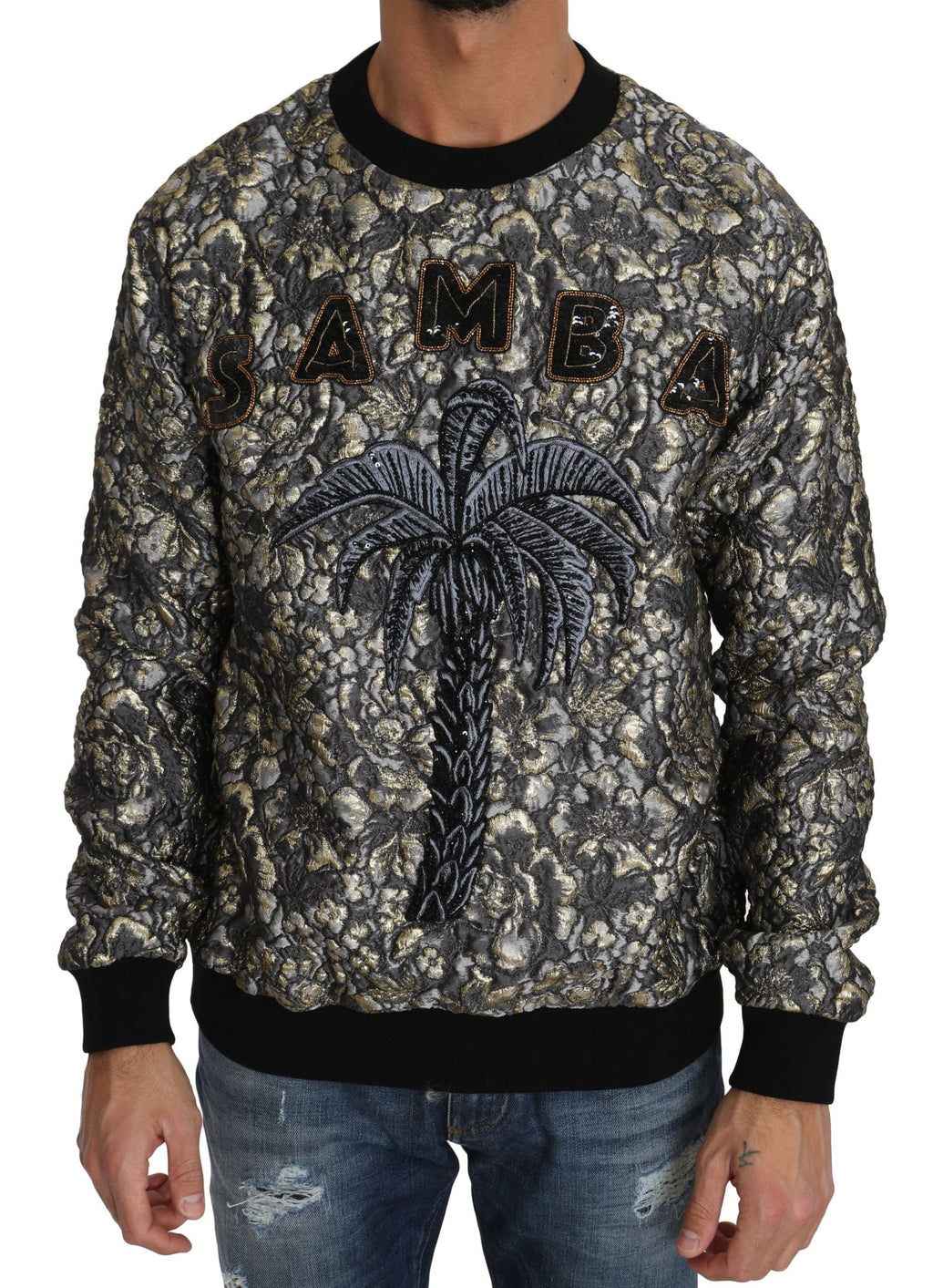 Dolce & Gabbana Multicolor SAMBA Jacquard Palmtree Pullover Sweater by Dolce & Gabbana