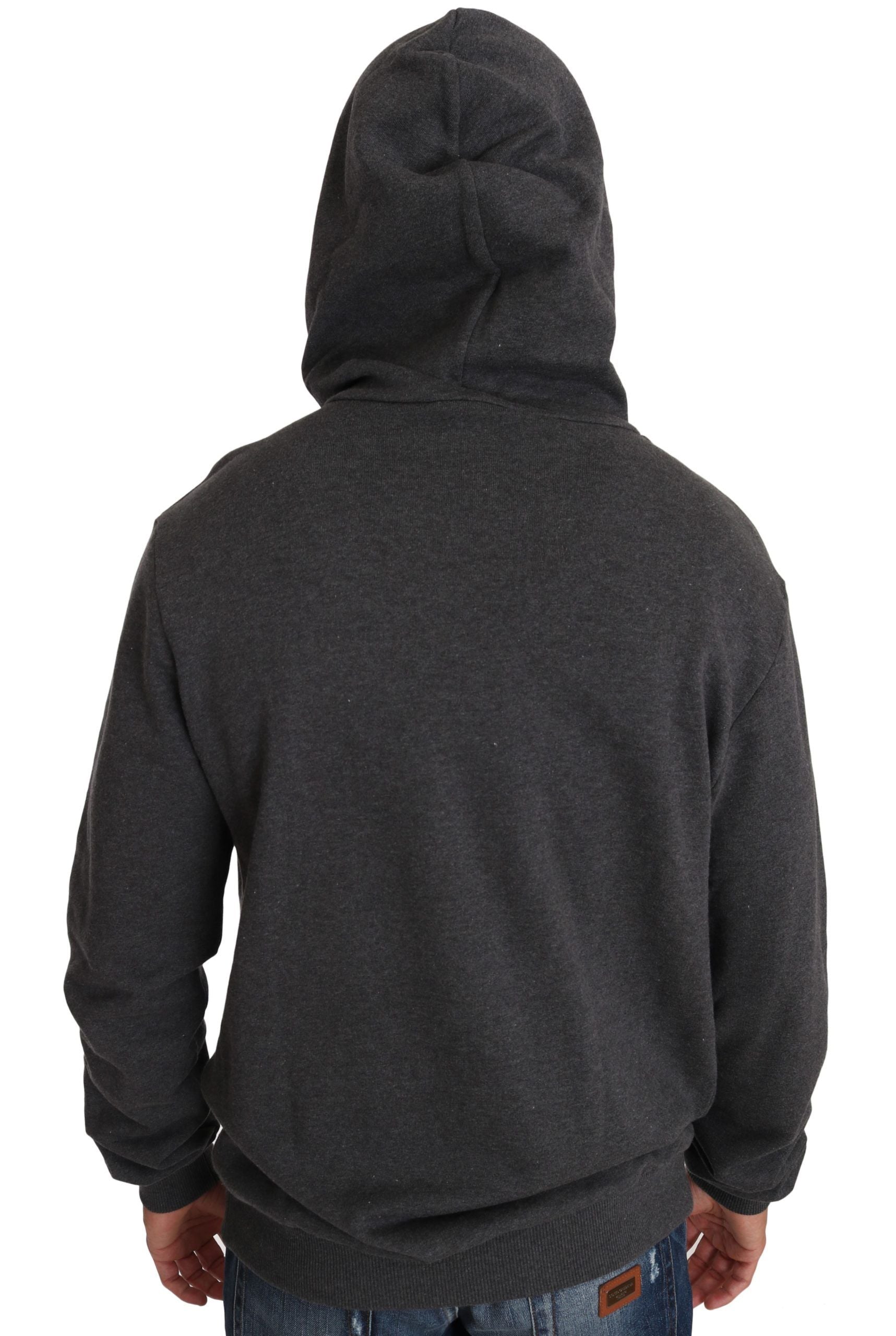 Dolce & Gabbana Gray Hooded Red Crystal Heart Gun Sweater by Dolce & Gabbana