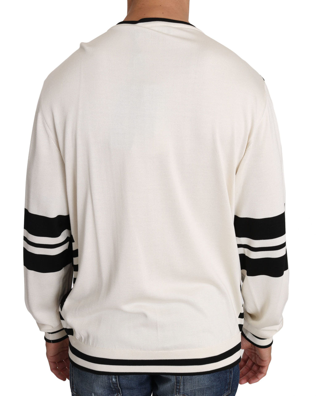 Dolce & Gabbana White Jazz Sequined Guitar Pullover Top Sweater by Dolce & Gabbana