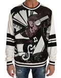 Dolce & Gabbana White Jazz Sequined Guitar Pullover Top Sweater by Dolce & Gabbana