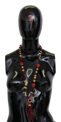 Dolce & Gabbana Gold Tone Brass Red Crystals Pendant Opera Chain Necklace by Dolce & Gabbana