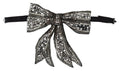 Dolce & Gabbana Silver Crystal Beaded Sequined Catwalk Necklace Bowtie by Dolce & Gabbana