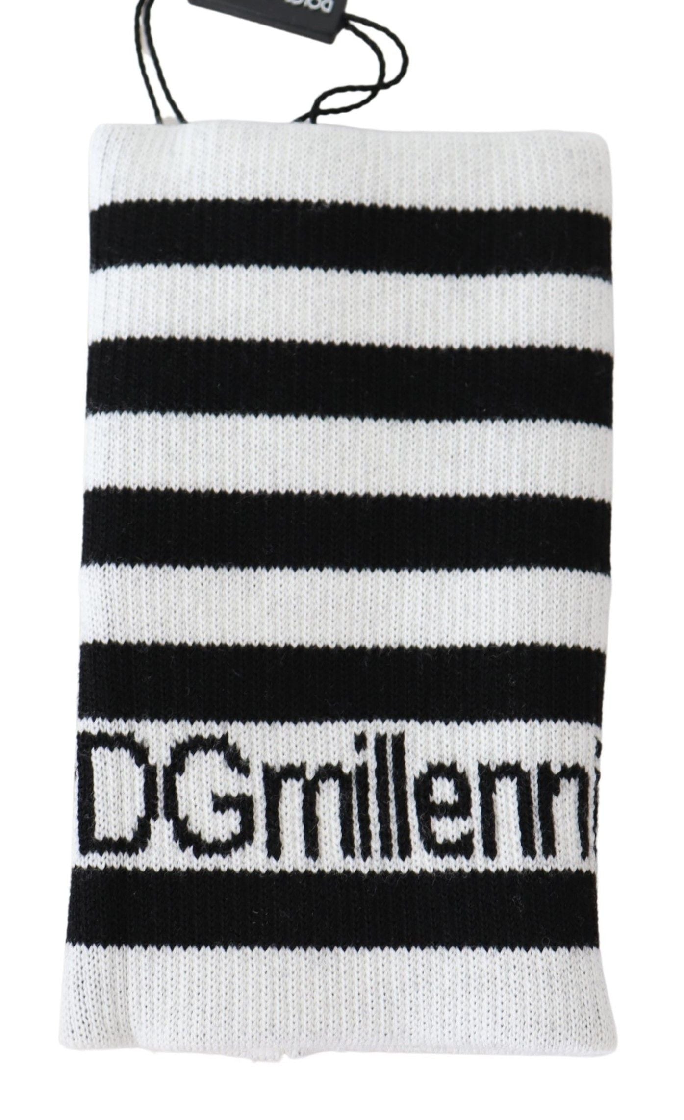 Dolce & Gabbana Black White Wool DGMillennials Wristband Wrap by Dolce & Gabbana