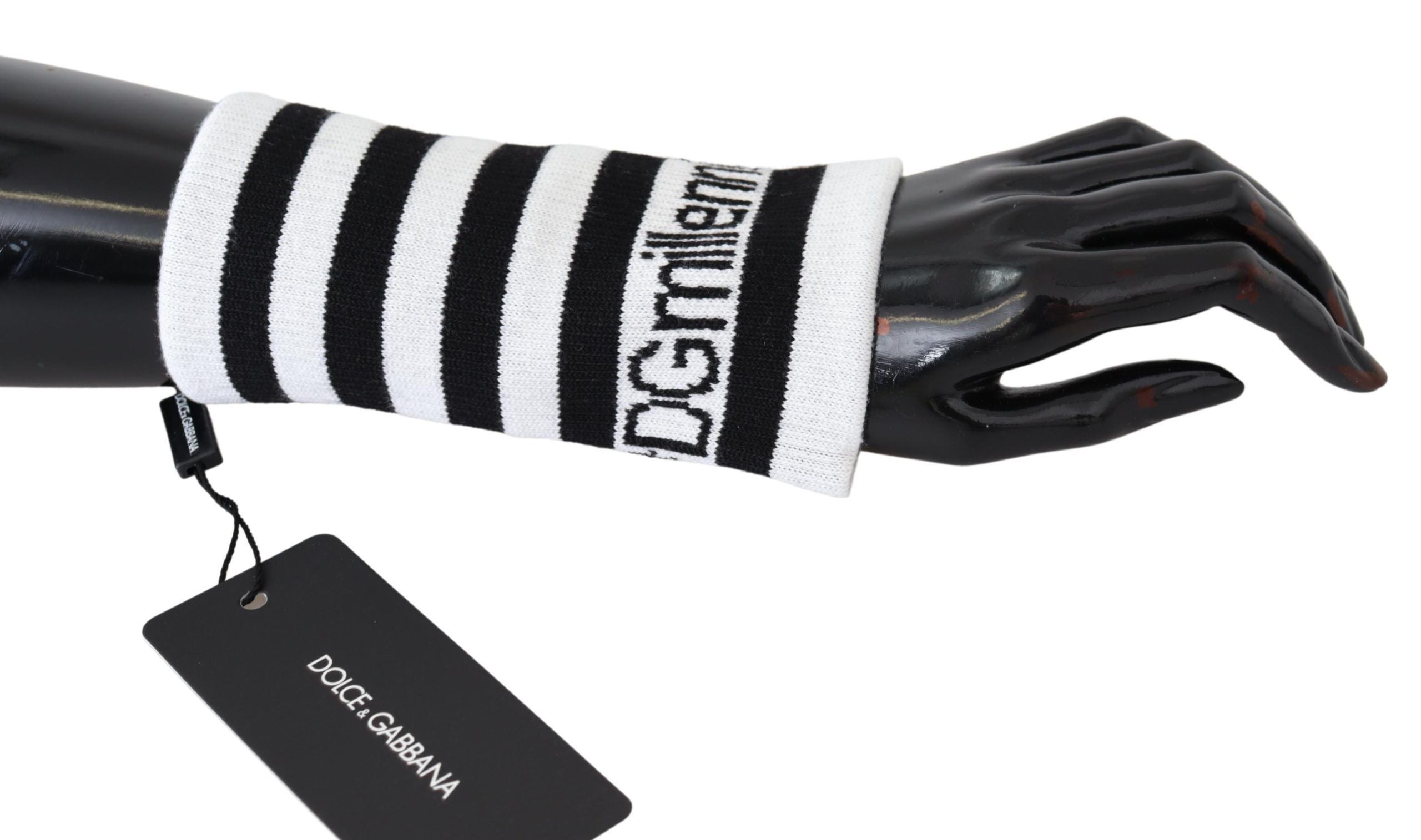 Dolce & Gabbana Black White Wool DGMillennials Wristband Wrap by Dolce & Gabbana