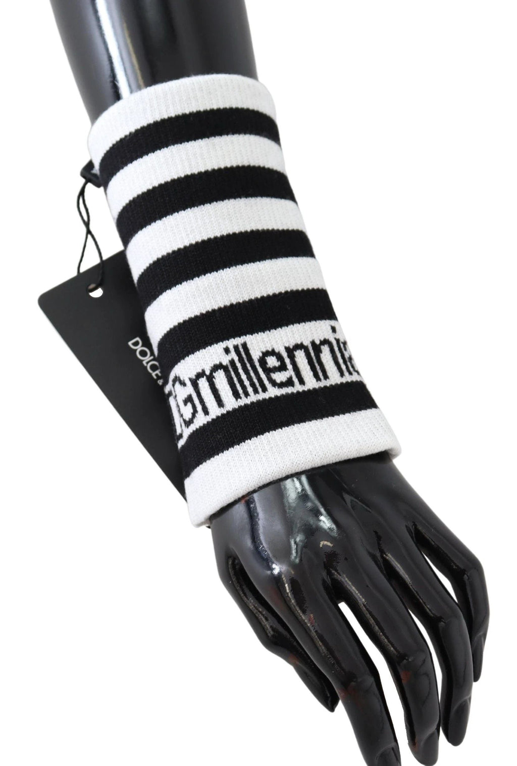 Dolce & Gabbana Black White Wool DGMillennials Wristband Wrap by Dolce & Gabbana