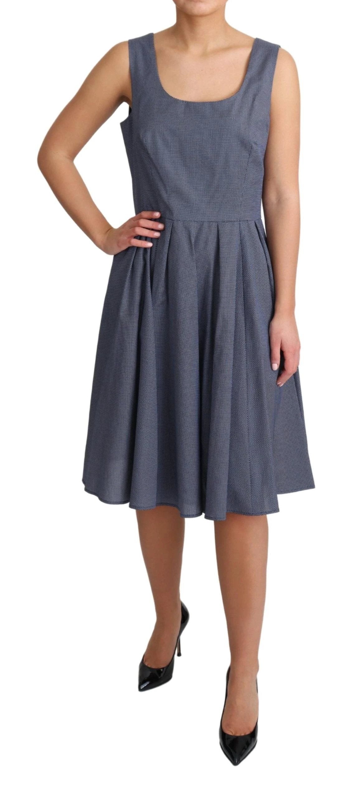 Dolce & Gabbana Blue Polka Cotton A-Line Stretch Dress by Dolce & Gabbana