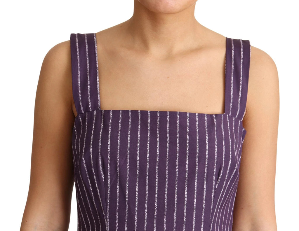 Dolce & Gabbana Purple Striped Cotton A-Line Stretch Dress by Dolce & Gabbana