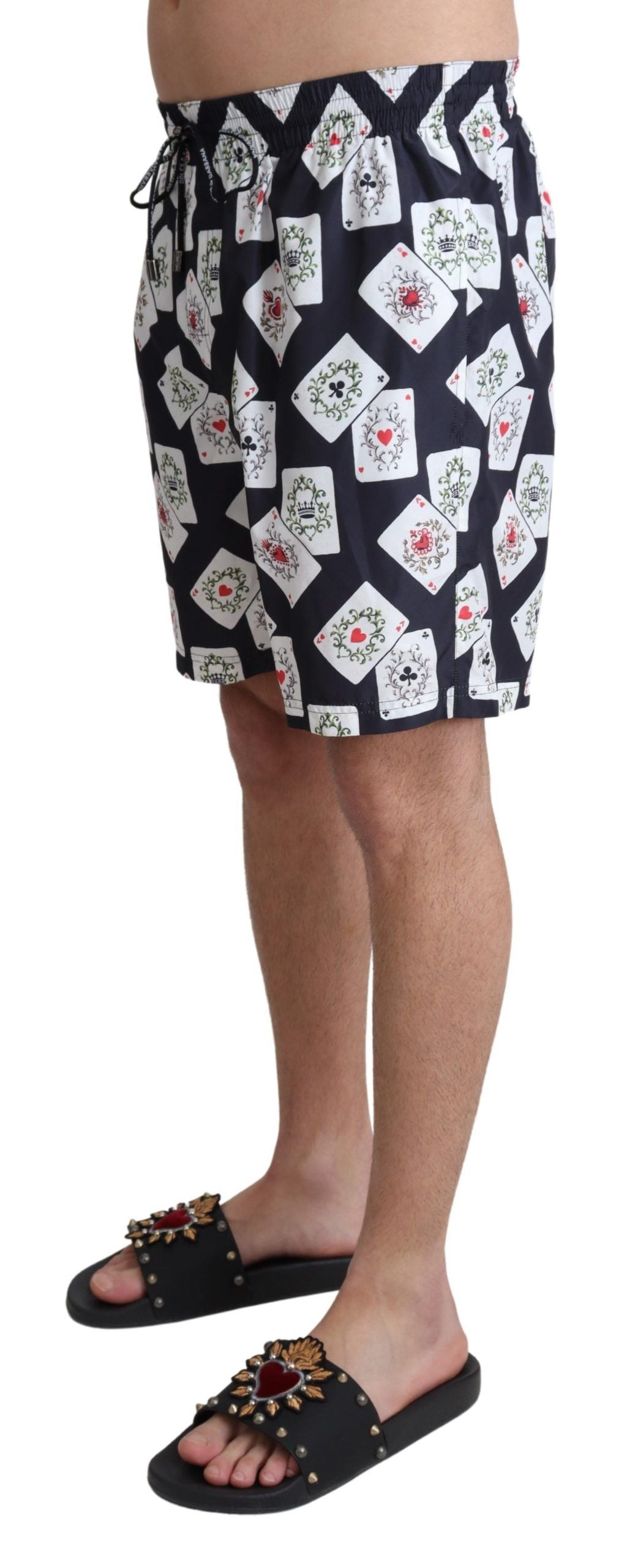Dolce & Gabbana Black Card Deck Print Beachwear Swimshorts by Dolce & Gabbana