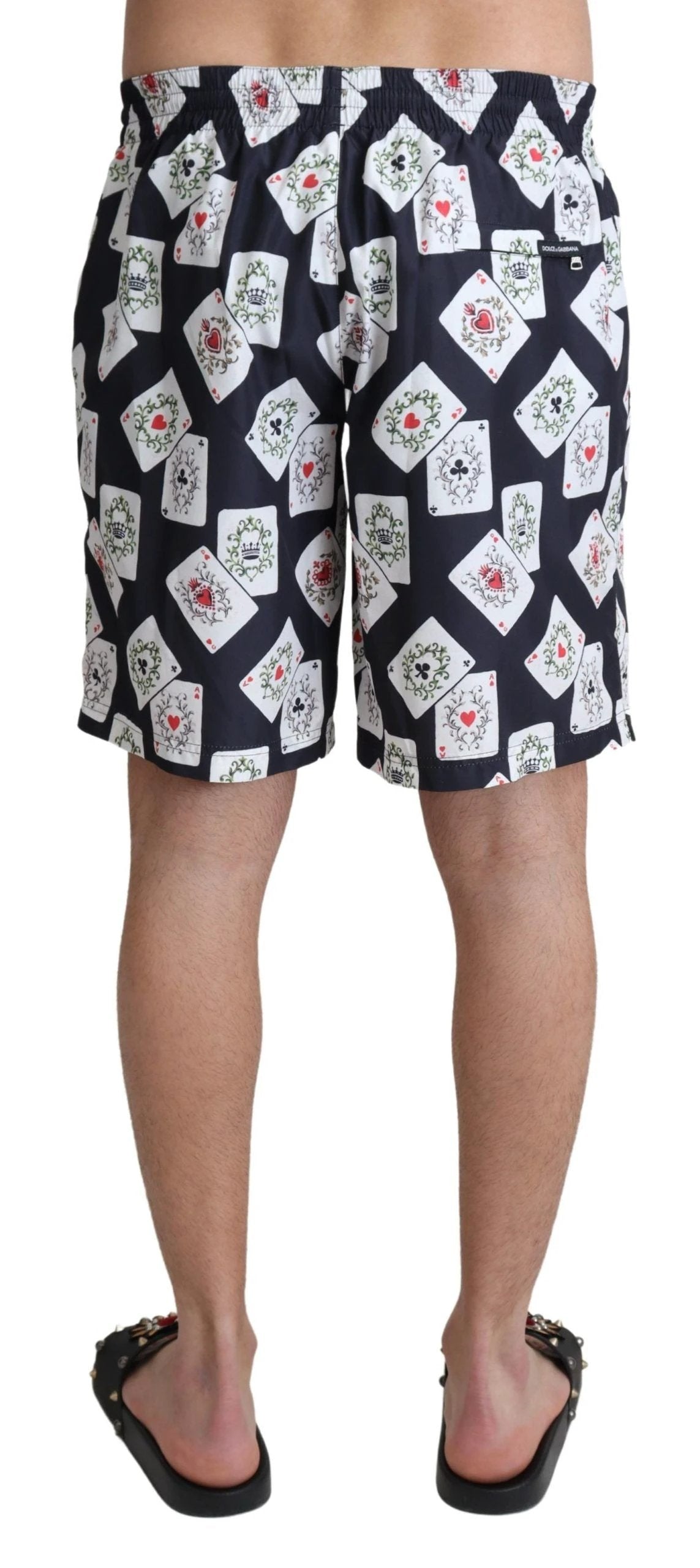 Dolce & Gabbana Black Card Deck Print Beachwear Swimshorts by Dolce & Gabbana