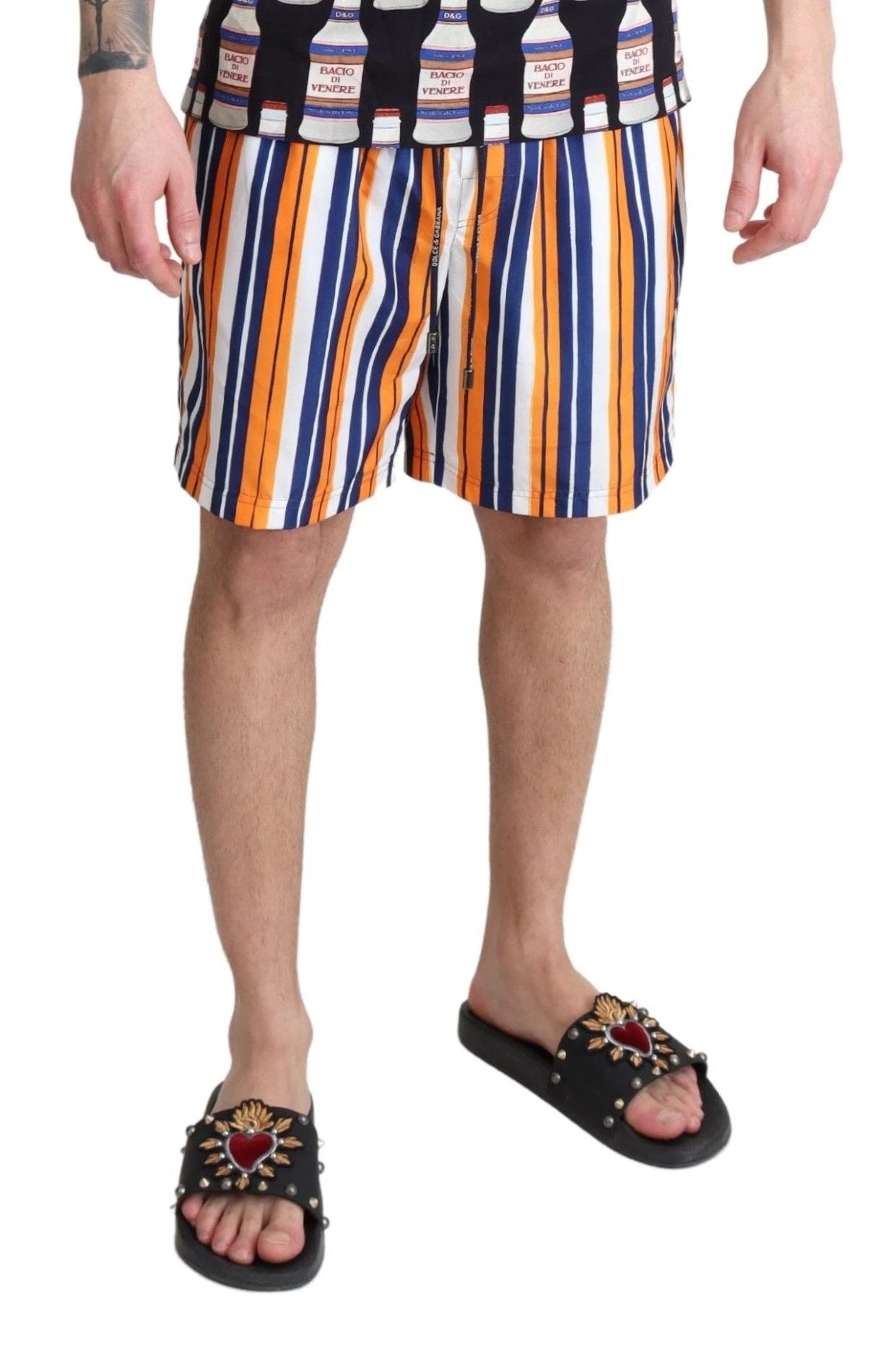 Dolce & Gabbana Multicolor Striped Beachwear Swimshorts by Dolce & Gabbana