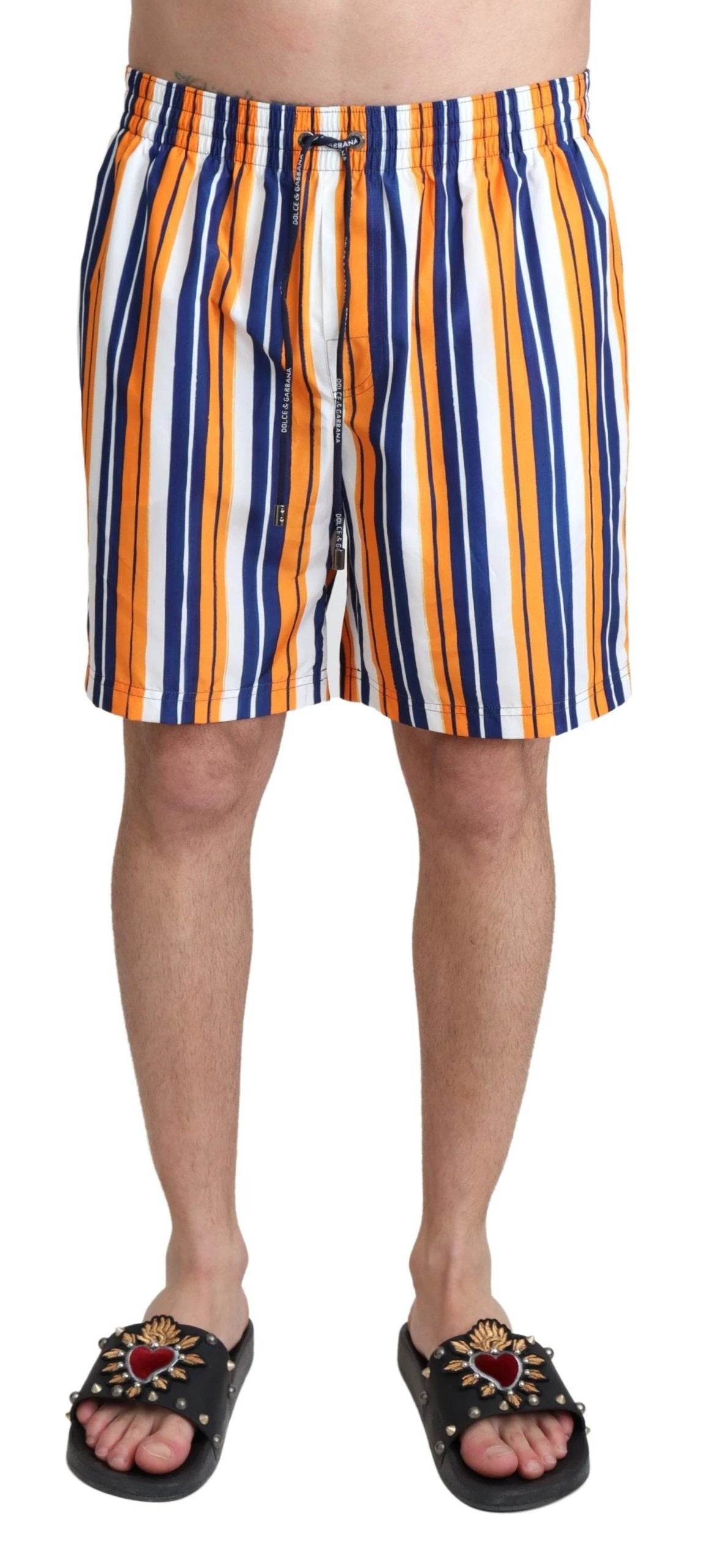 Dolce & Gabbana Multicolor Striped Beachwear Swimshorts by Dolce & Gabbana