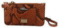Dolce & Gabbana Brown Leather Coin Purse Wristlet Mirror AGNESE Wallet by Dolce & Gabbana
