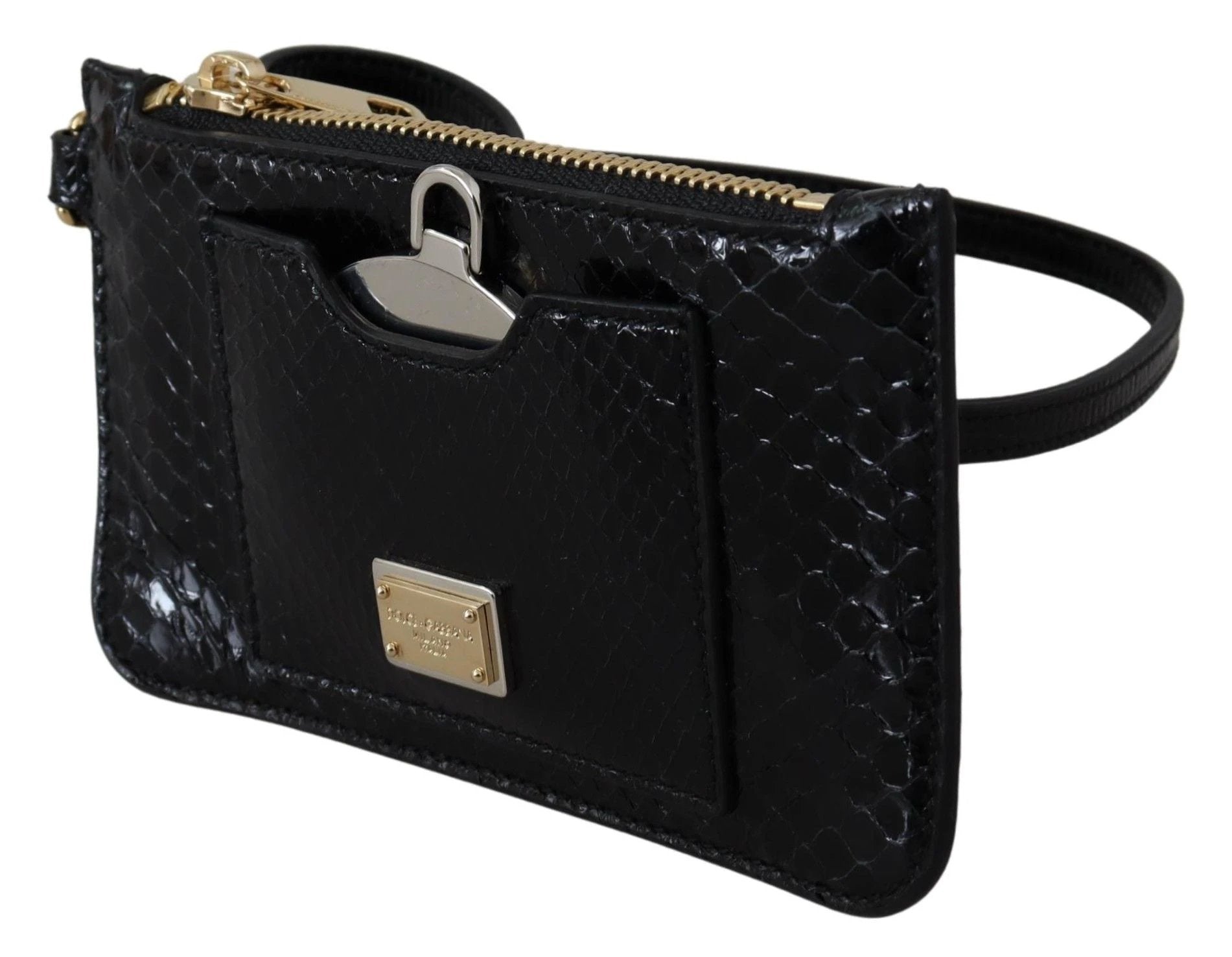 Dolce & Gabbana Black Leather Coin Purse Wristlet Mirror Agnese Wallet by Dolce & Gabbana