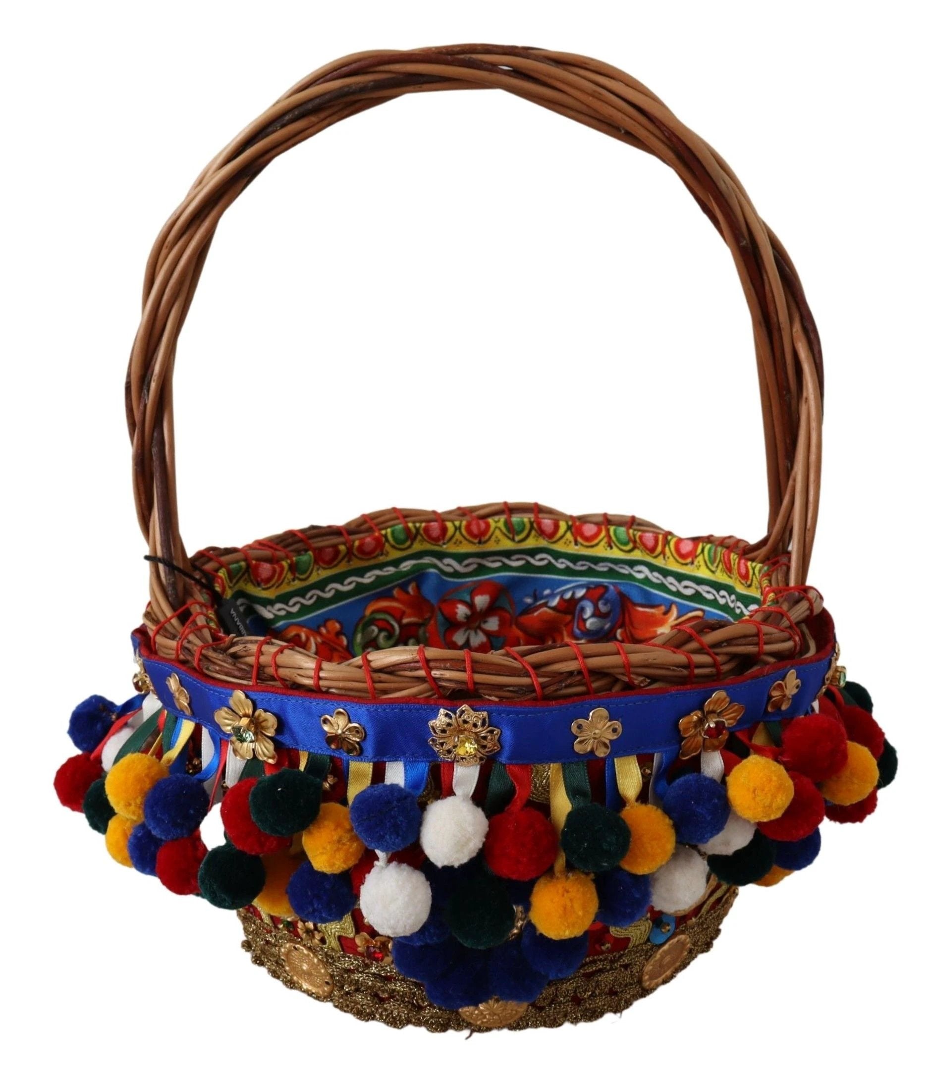 Dolce & Gabbana Multicolor Cotton Embellished Agnese Basket Tote Bag by Dolce & Gabbana