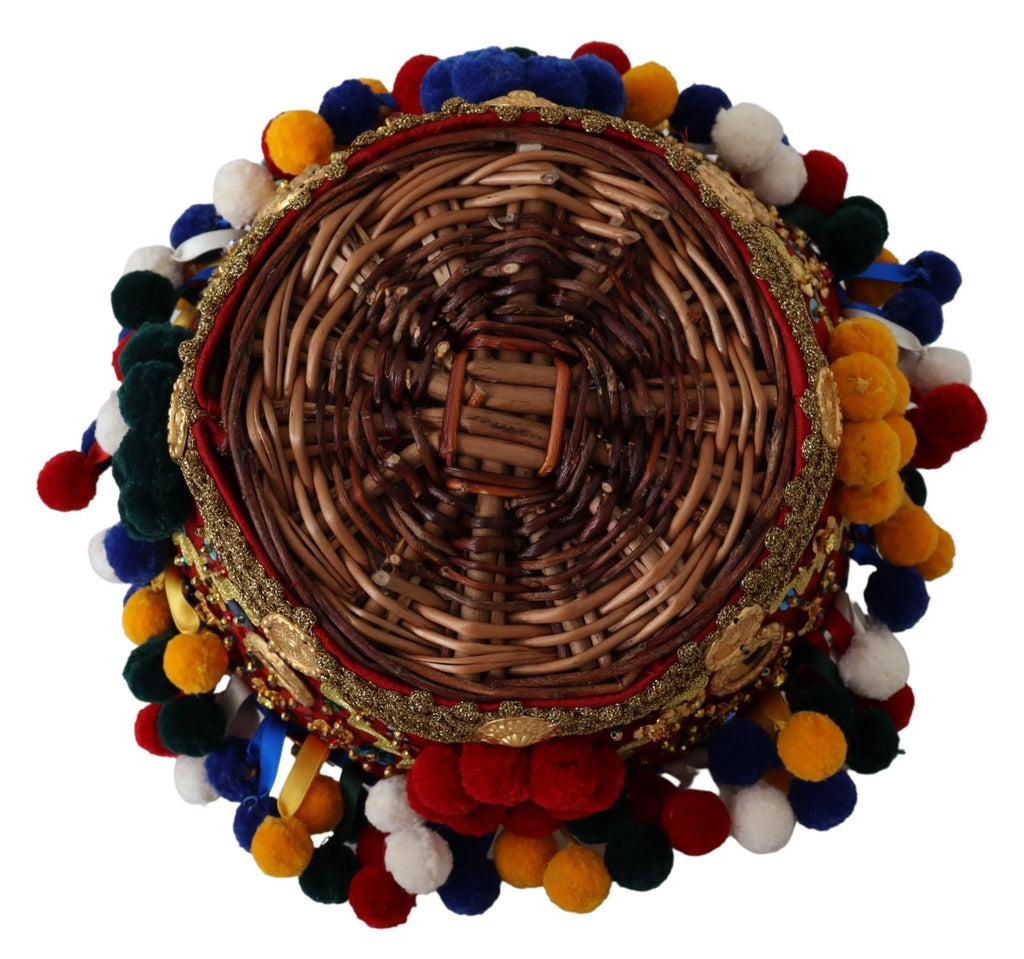Dolce & Gabbana Multicolor Cotton Embellished Agnese Basket Tote Bag by Dolce & Gabbana