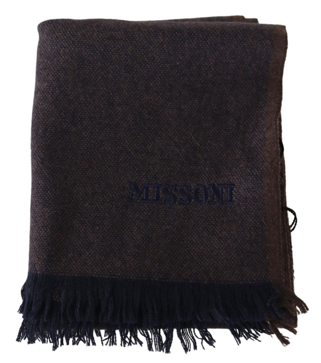 Missoni Brown 100% Cashmere Unisex Neck Wrap Fringes Scarf by Missoni