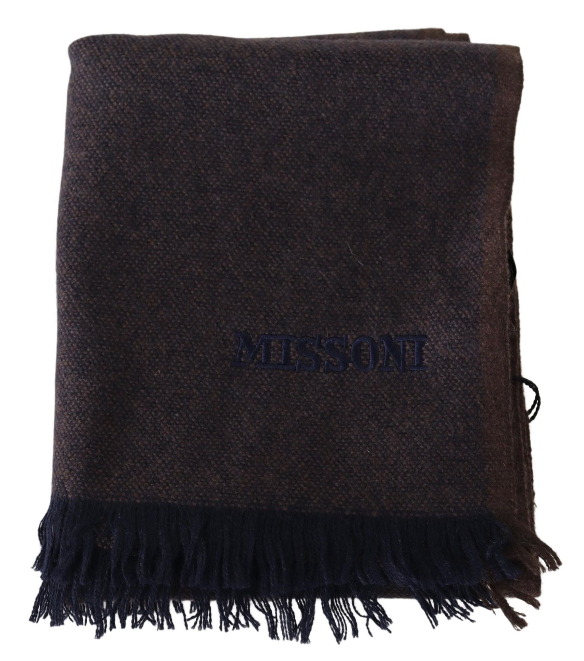 Missoni Brown 100% Cashmere Unisex Neck Wrap Fringes Scarf by Missoni