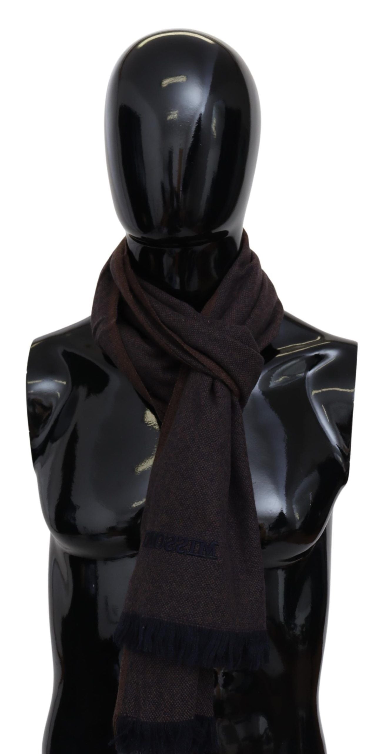 Missoni Brown 100% Cashmere Unisex Neck Wrap Fringes Scarf by Missoni