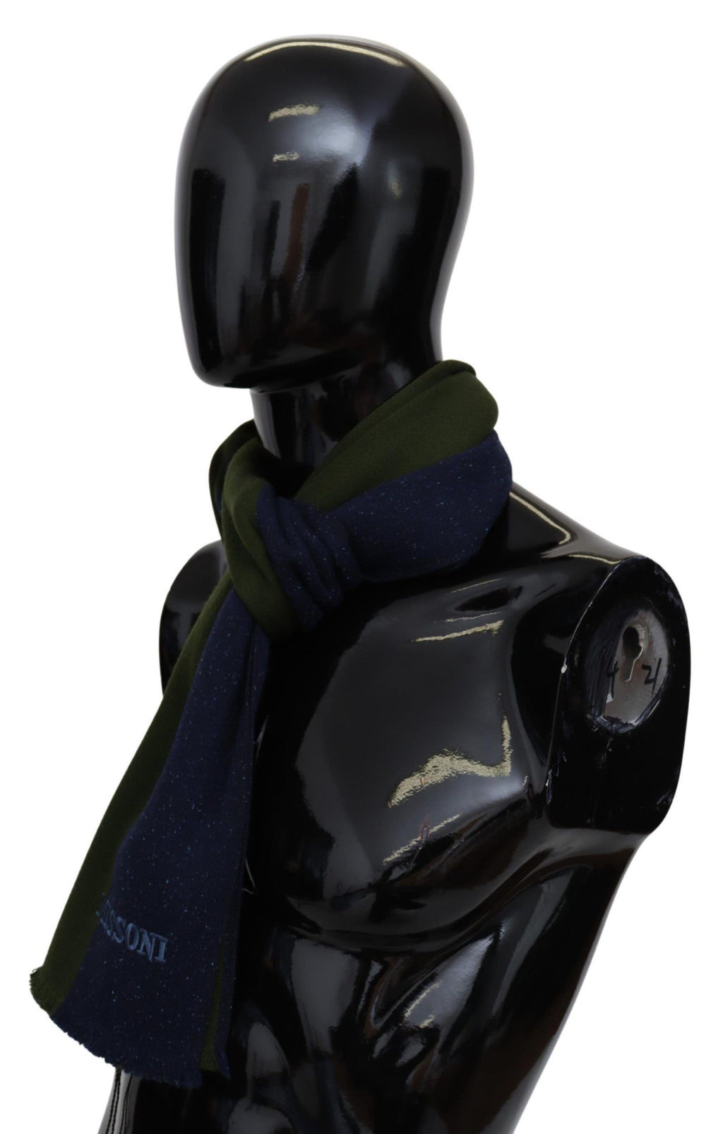 Missoni Green Striped Wool Unisex Neck Wrap Shawl Blue by Missoni