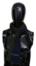 Missoni Green Striped Wool Unisex Neck Wrap Shawl Blue by Missoni