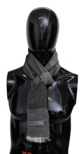 Missoni Gray Striped Wool Unisex Neck Wrap Fringes Scarf by Missoni