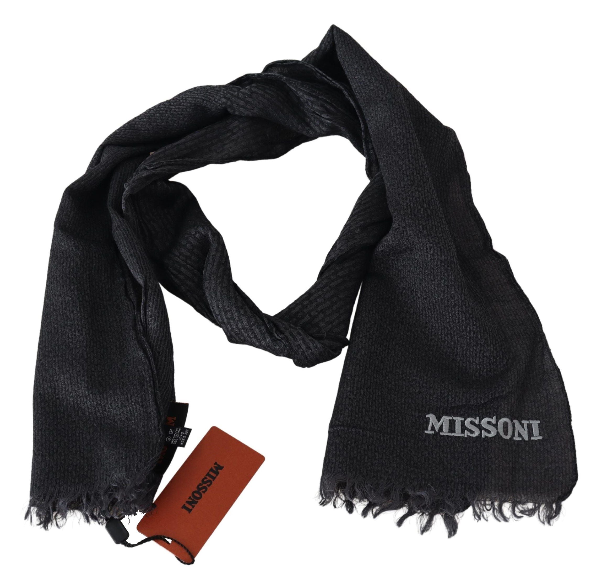 Missoni Black Wool Knit Unisex Neck Wrap Scarf by Missoni