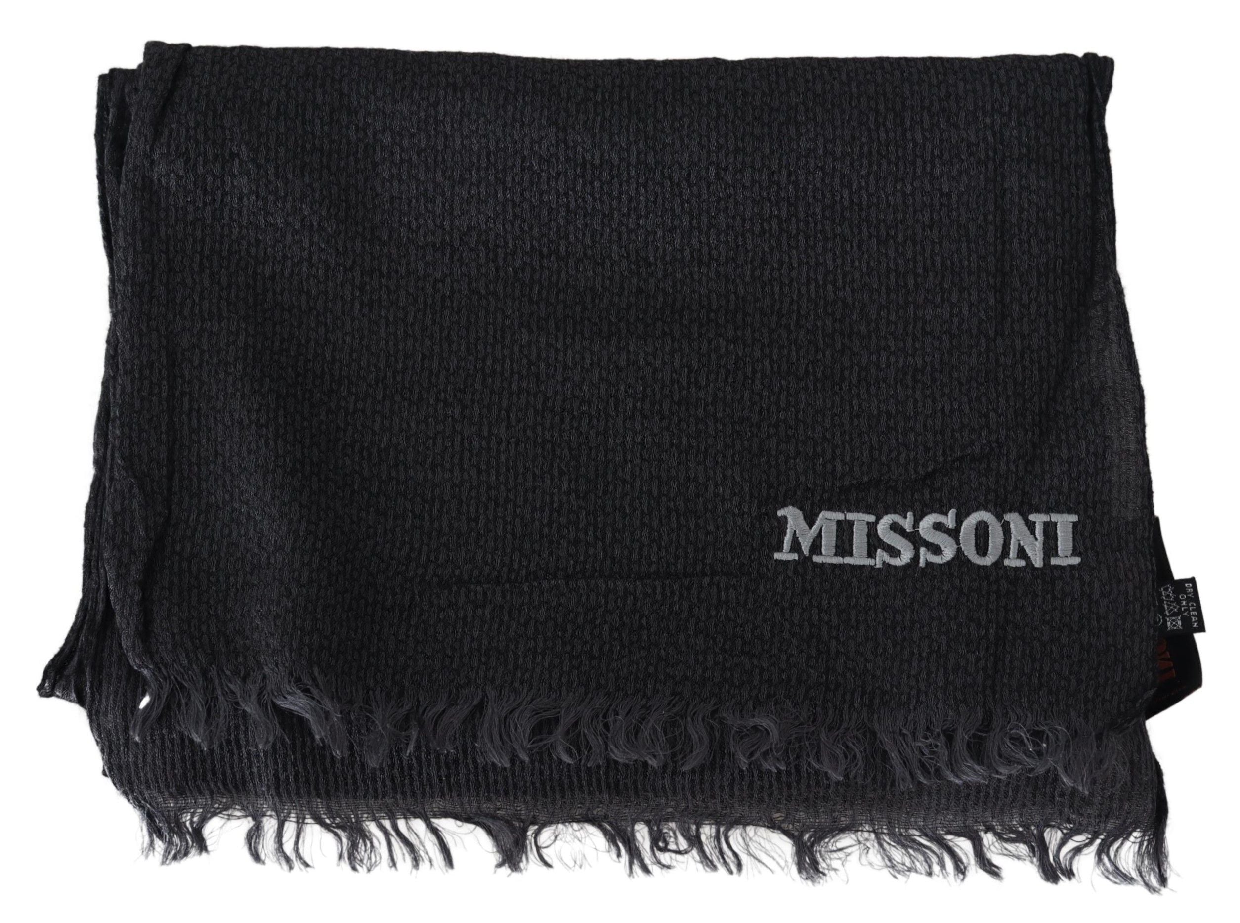 Missoni Black Wool Knit Unisex Neck Wrap Scarf by Missoni