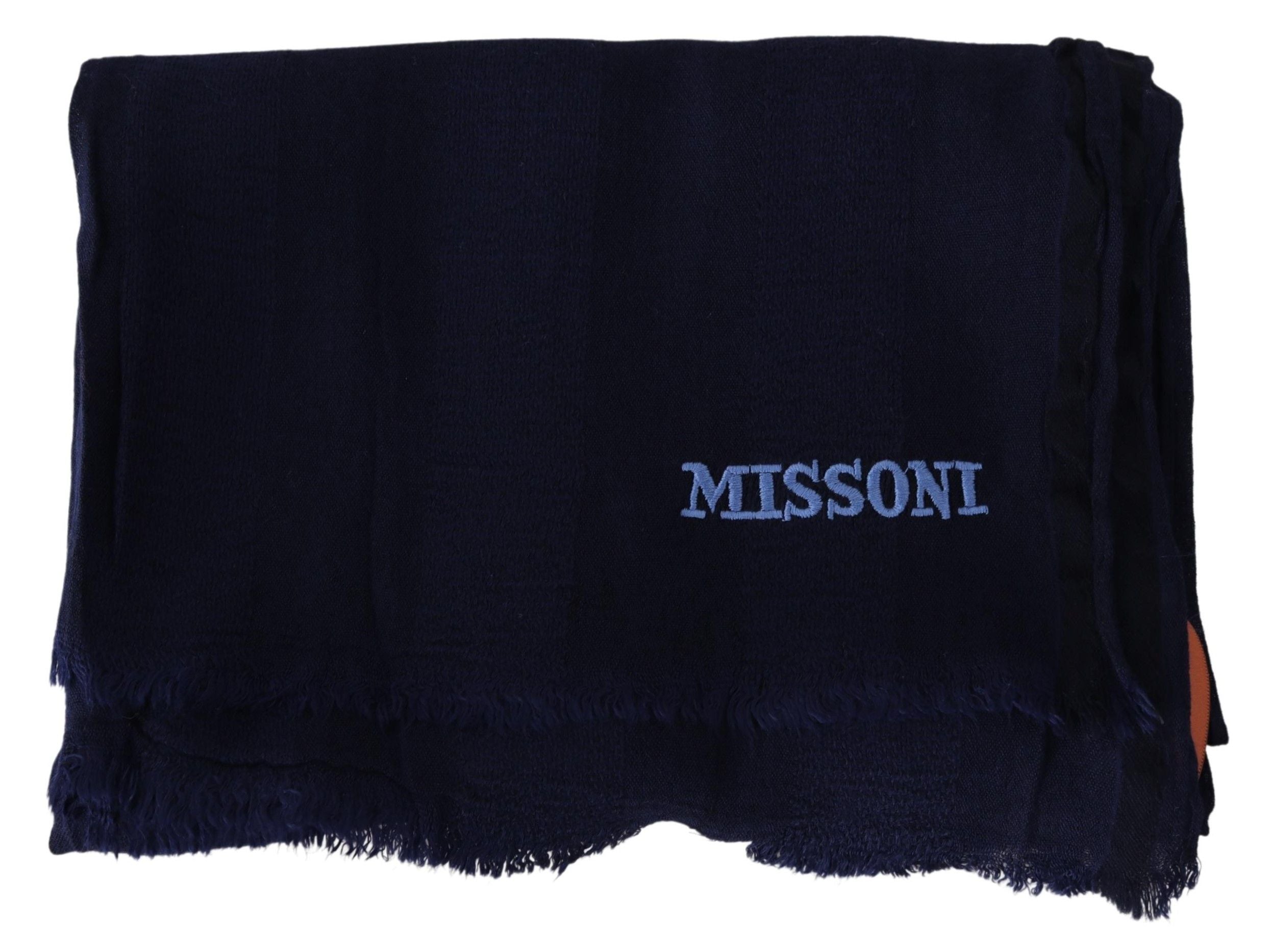 Missoni Blue Wool Knit Unisex Neck Wrap Scarf by Missoni