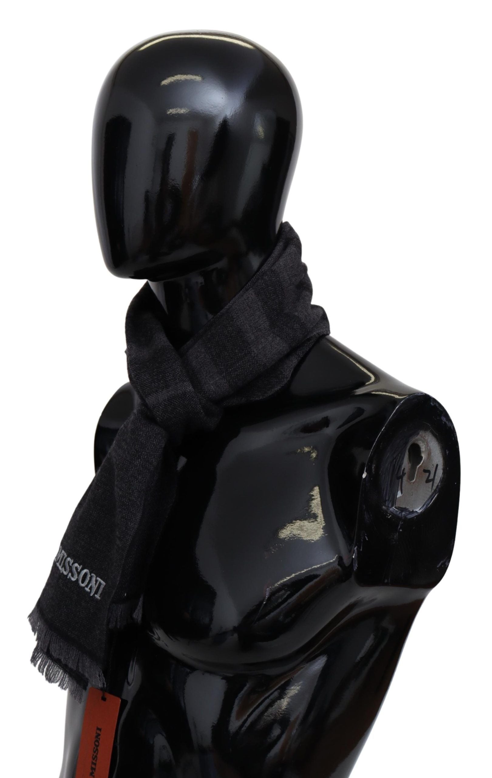 Missoni Black Striped Wool Unisex Neck Wrap Scarf by Missoni