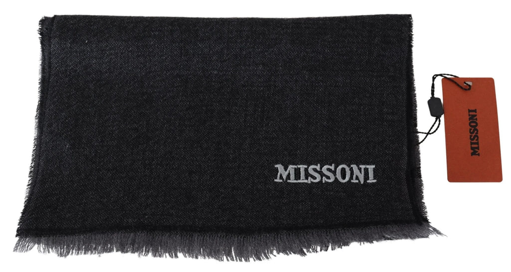 Missoni Black Striped Wool Unisex Neck Wrap Scarf by Missoni