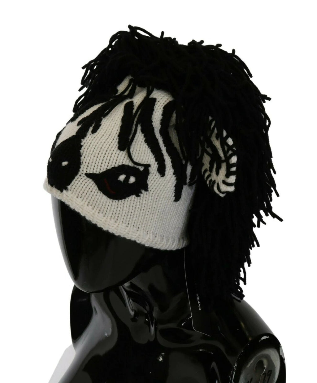 Dolce & Gabbana Black White Knitted Cashmere Animal Design Hat by Dolce & Gabbana