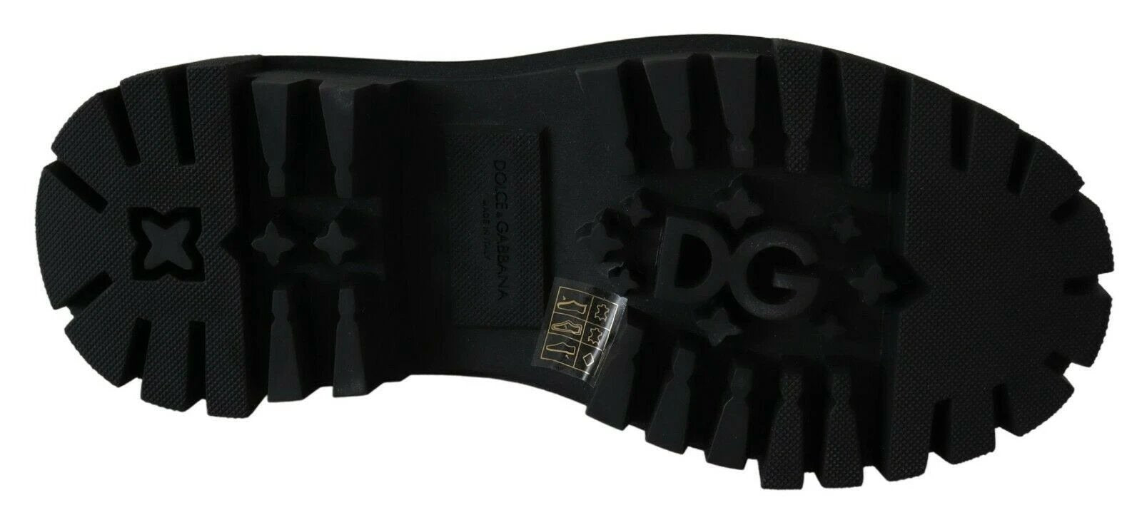 Dolce & Gabbana Black Leather Crystal Combat Boots by Dolce & Gabbana