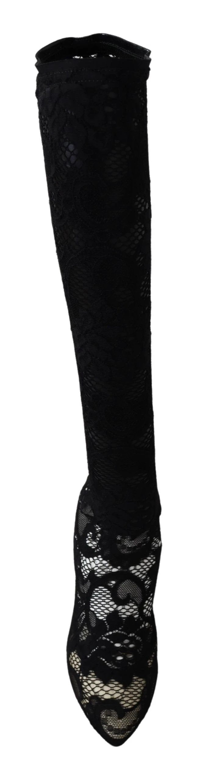 Dolce & Gabbana Black Taormina Lace Socks Boots Shoes Pumps by Dolce & Gabbana